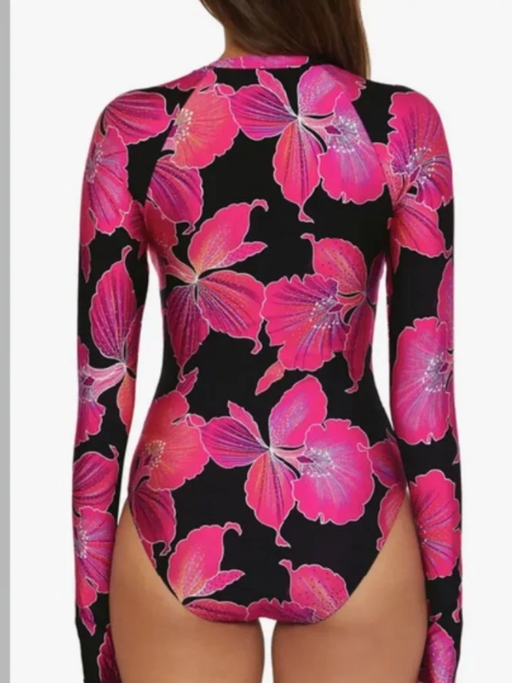 Trina Turk Fluery Paddlesuit One Piece Size L Long Sleeve Zip NWOT - Picture 2 of 10